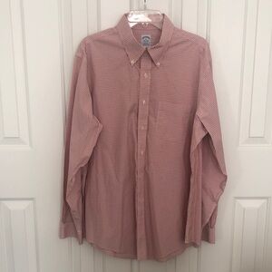 Brooks Brothers Maroon and Orange Plaid Shirt